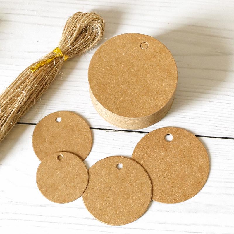 Vintage Kraft Paper Tags - Blank Round Hang Tags, DIY Graffiti Bookmarks, Message Cards (100 Pieces)
