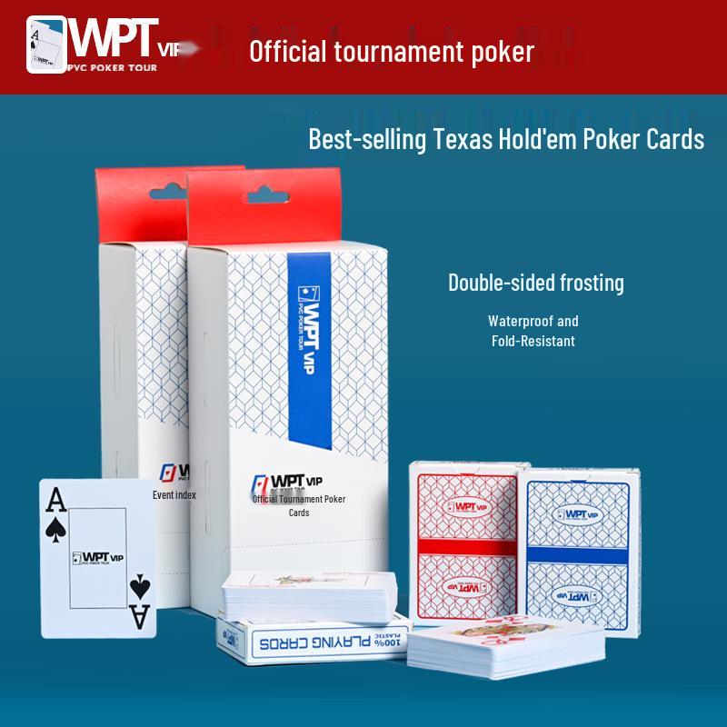 

Водонепроницаемые пластиковые игральные карты WPT Texas Hold em - Крупный шрифт, Матовые, Двусторонние, Красные и Синие Red, 1 Deck