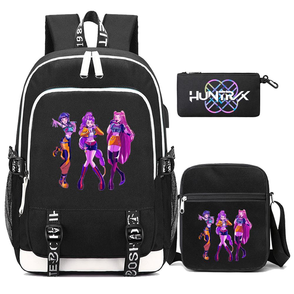 3Pcs/set New Anime Kpop Printed Backpack with Shoulder Bag Pencil Case for Teenager Girl Boy Bookbag Large Capacity Waterproof Travel Bag Kid Gift