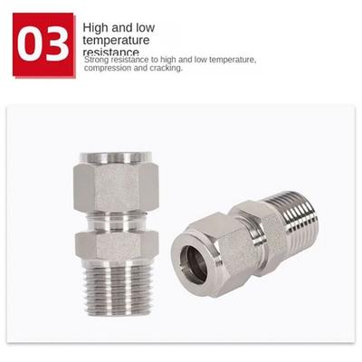 1Pcs 1/8" 1/4" 3/8" 1/2" Male Thread To 3-16mm OD Quick Fitting 304 SS Stainless Steel Tube Connector Double Ferrule