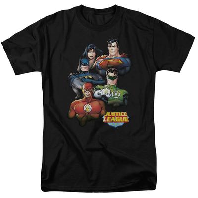 Justice League Of America Ritrato di Gruppo T-shirt da Uomo Nera Licenza Ufficiale