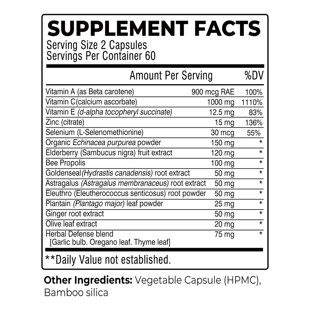 Airboy Immune Support Supplement Contains 1000 Mg Vitamin C, Zinc, Elderberry Extract, Ginger Root, and Beta-Carotene.