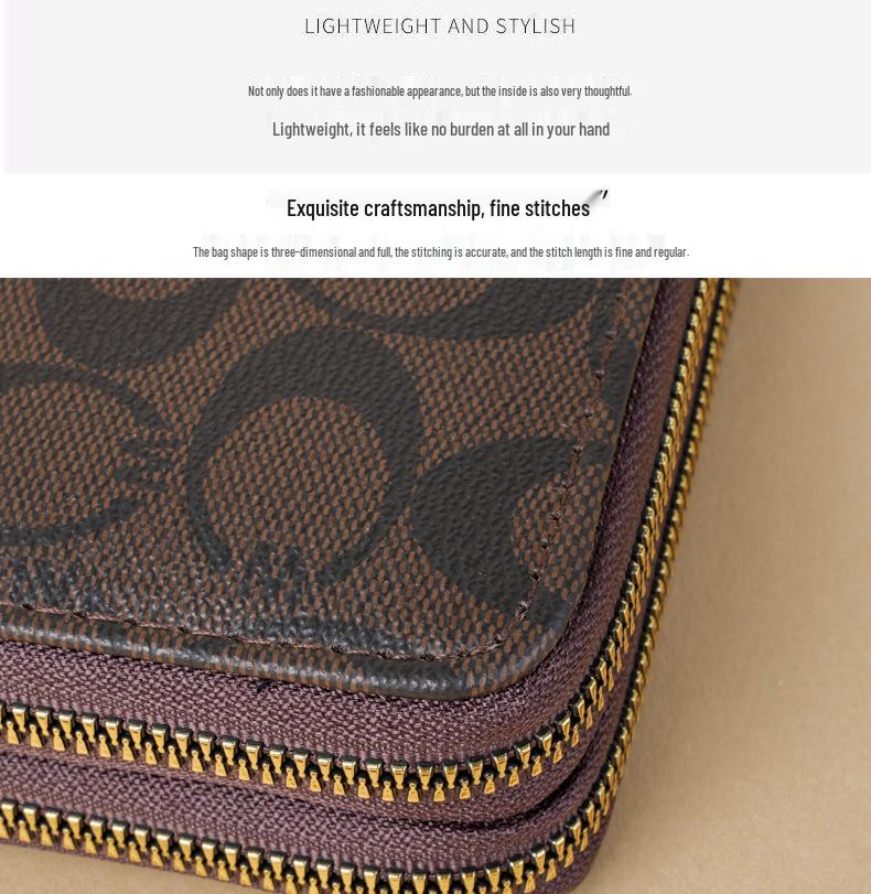 Portofel de lux pentru femei 2025, lung, cu fermoar dublu, tip clutch, cu curea de mână