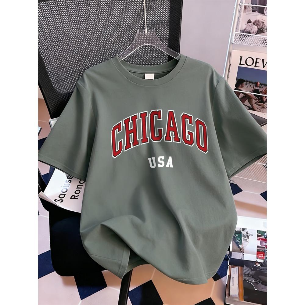 Chicago Usa Letter Printing T-Shirt Women Summer Short Sleeve Tops Comfortable Soft O-Neck T Shirt Casual Womans Clothes
