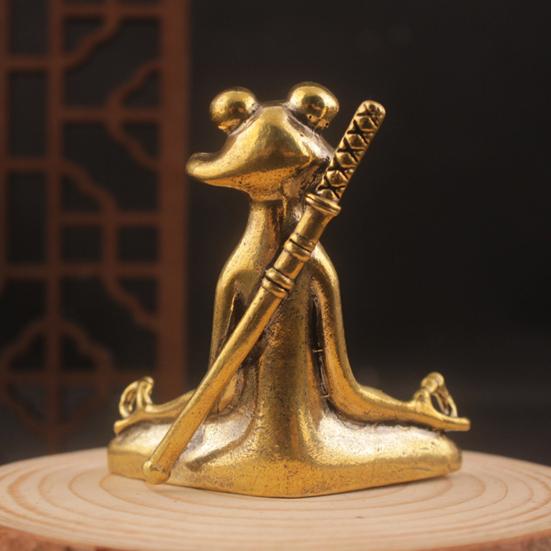 Zen Frog Incense Burner Ornament Retro Copper Animal Sculpture Meditation Statue Incense Holder Desk Decoration