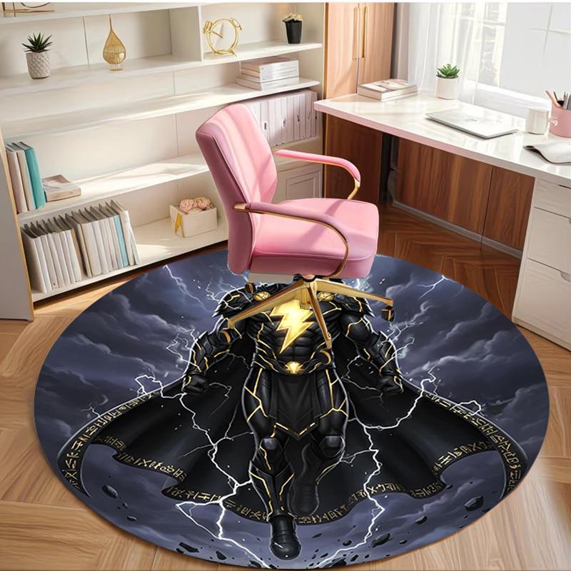Black Adam Print Round Rug, Washable Floor Carpet, For Entryway Dorm Laundry Room Office Study, Home Decor Birthday Christmas Gift
