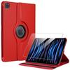 Case + Tempered Glass - BOOLING - iPad Pro 11 Inch - 360° Rotating Case - Red - Stylish Protection