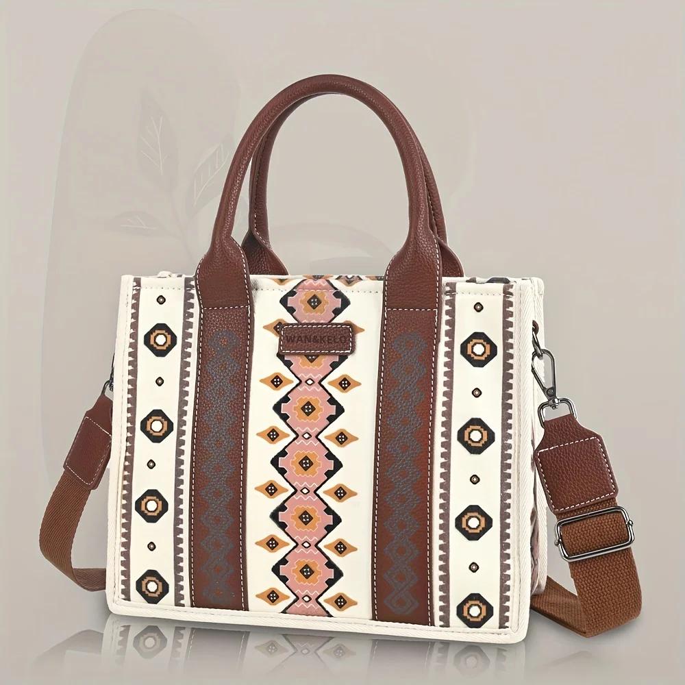 Vintage Tote Bag for Women Retro Shoulder Handle Satchel Boho Western Handbag Crossbody Bags