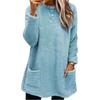 New Women's Clothing, Long Sleeve Pockets Plush Sweater T-Shirt Top
