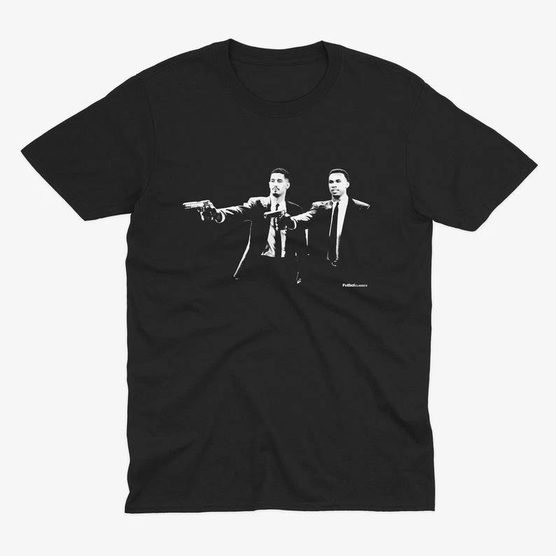 William Saliba & Gabriel Magalhães Pulp Fiction Style T Shirt, Arsenal England XL