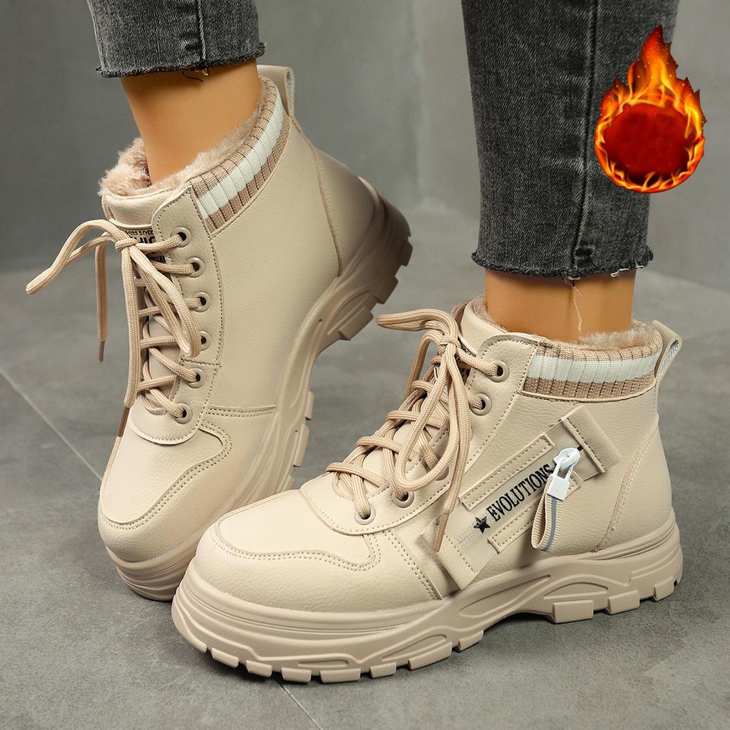 Fashion New Winter Warm Ankle Boots with Fleece for Women, Thick-soled Boots, Sporty, Casual and Comfortable