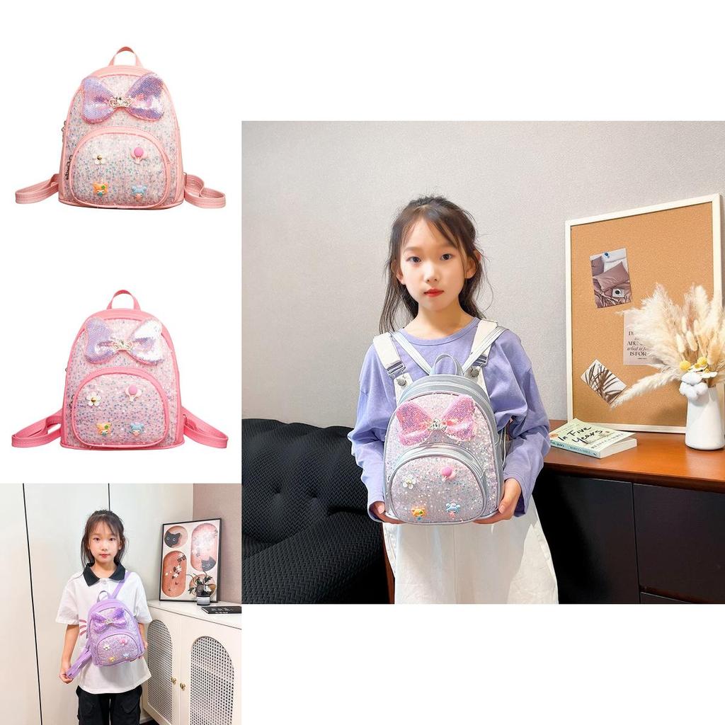 Toddler Girl Backpack Pu Material With Sparkling Design For School Use