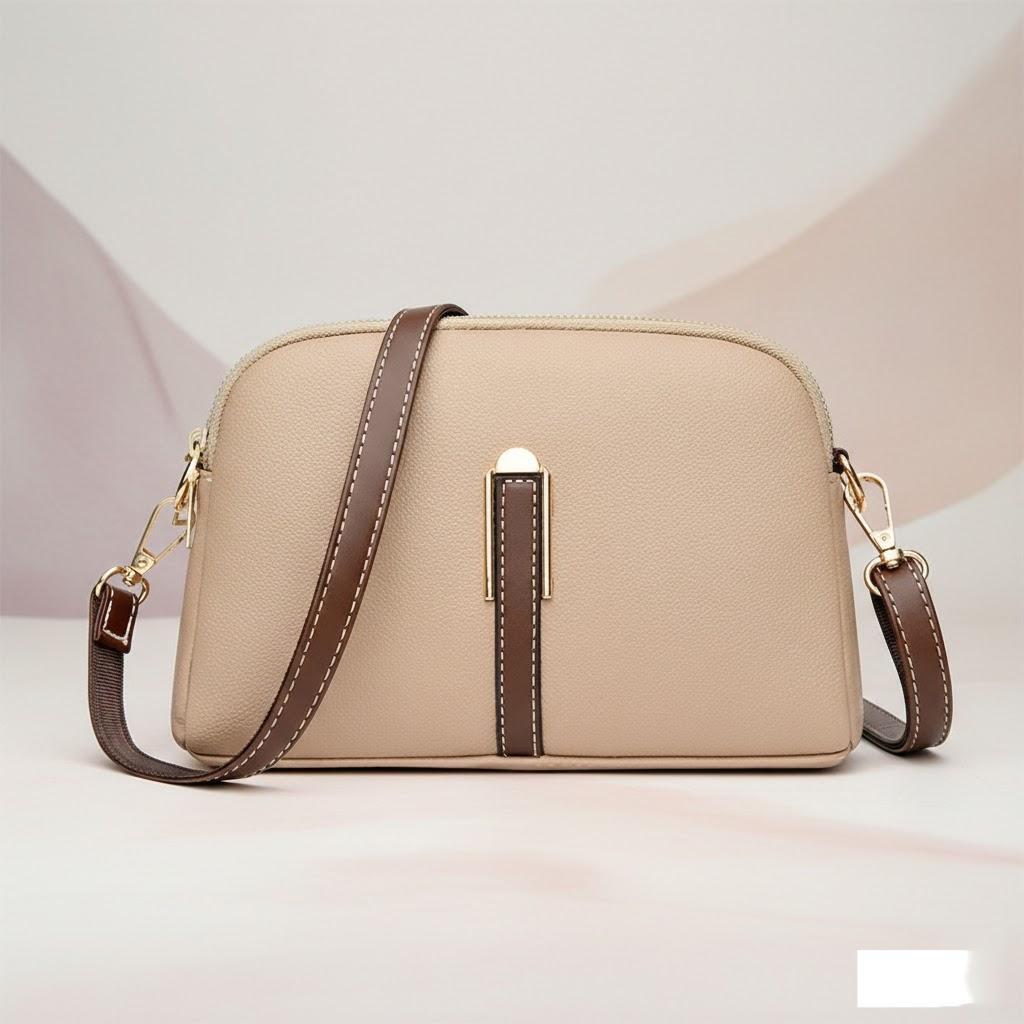 

Adjustable Shoulder Strap Double Zip Vintage Lychee Pattern PU Crossbody Bag Korean Simple Design Shell Handbag хакі