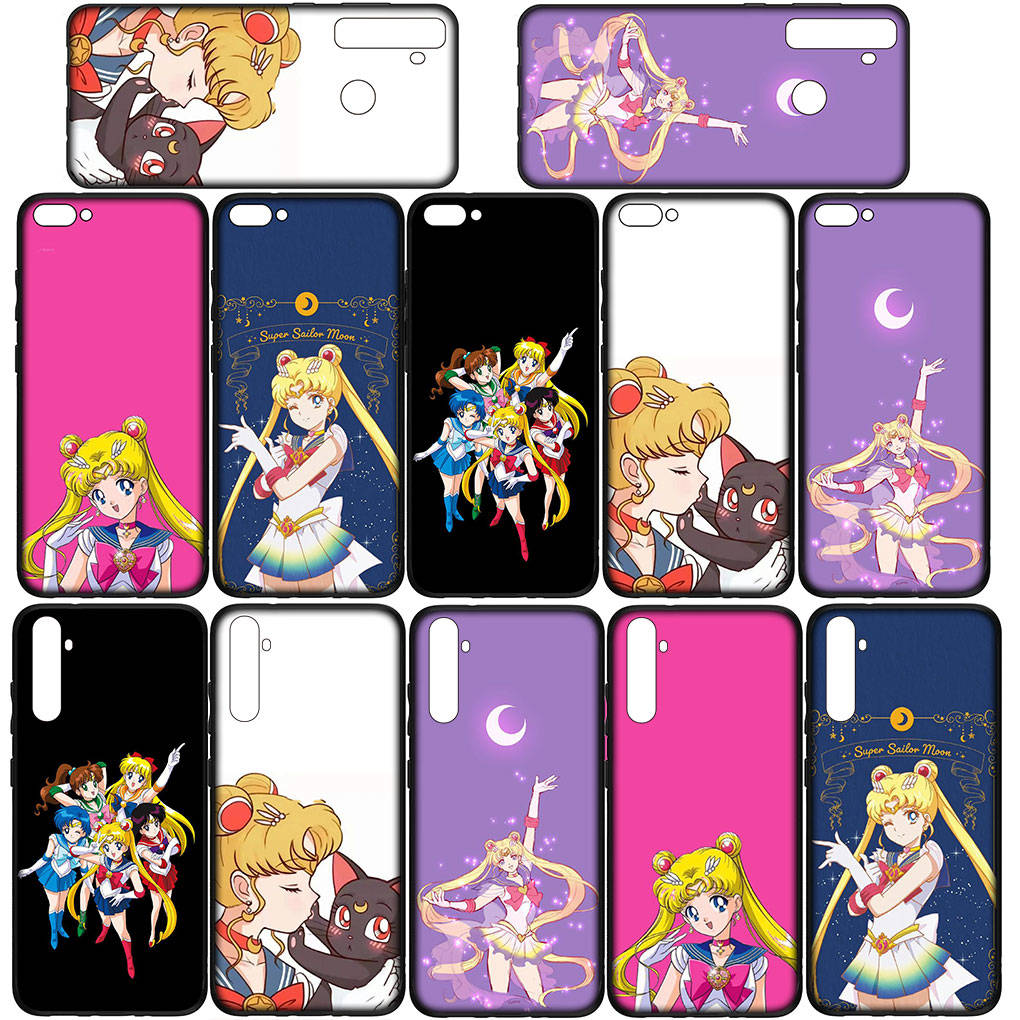 Coque pour iPhone 16 15 14 Xiaomi Redmi Note 13 12 11 Pro Max X 10 8 9 XR Samsung Galaxy S24 S23 A15 13C 12COPPO Huawei Sailor Cartoon Moon Coque de téléphone