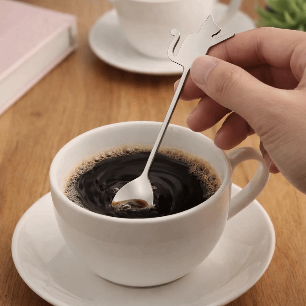 Cartoon Hanging Cup Teaspoons Stainless Steel Cake Fork INS Style Milk Spoon  Dessert Serving