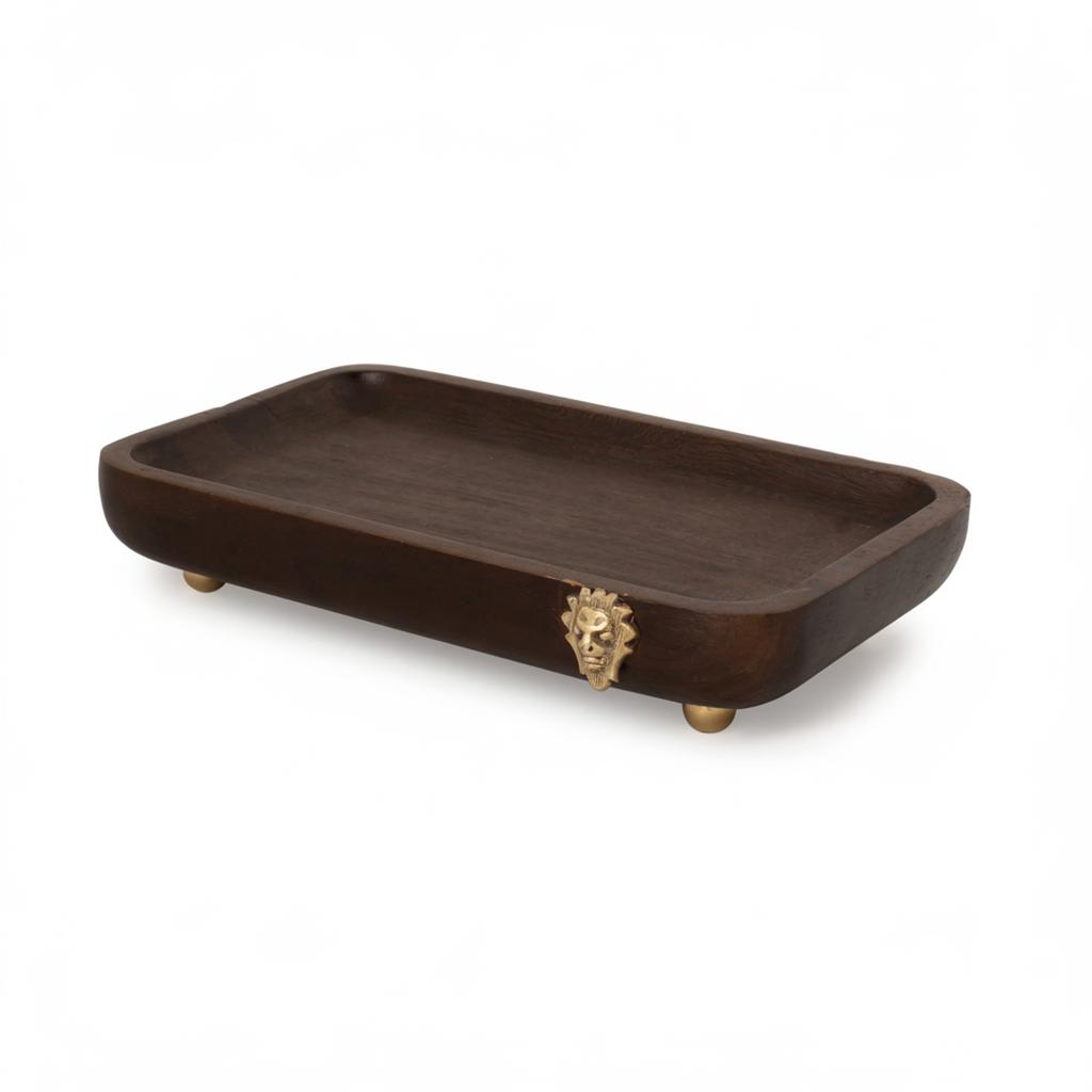 Wooden Snack Tray With Metal Stand