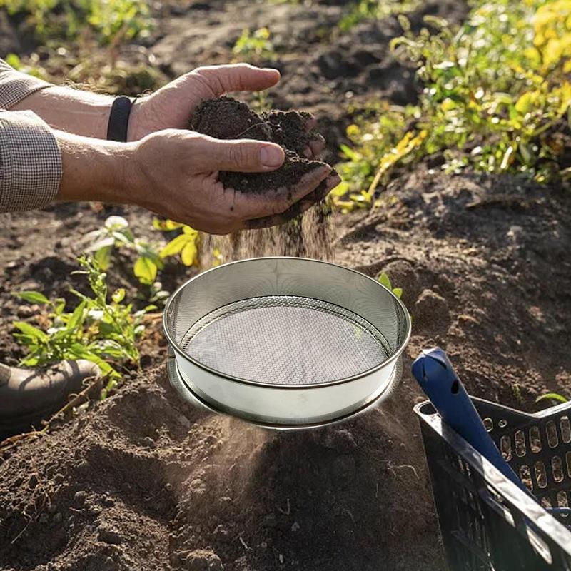 Garden Soil Sieve Stainless Steel Rice Fine Wire Mesh Strainer Handheld Kitchen Strainers Round Flour Baking Sieve