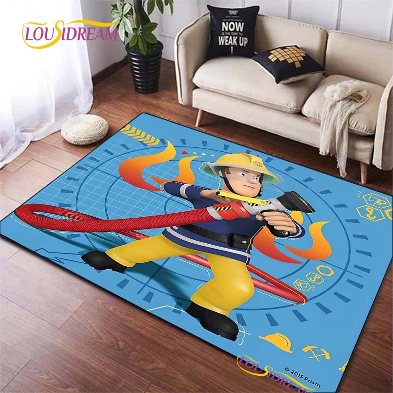 British Classic Animated Fireman Sam Carpet for Living Room Bedroom Area Rugs Kitchen Door Kids un-slip floor Mats birthday gift