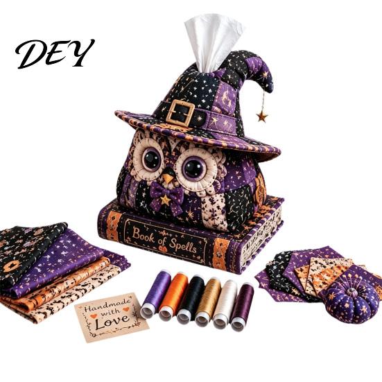 Gothic Aesthetic Sewing Materials Tissue Box DIY Kit, Halloween Theme, Patchwork Fabric Craft Bundle Set, Handicraft Quilted Cover, for Home