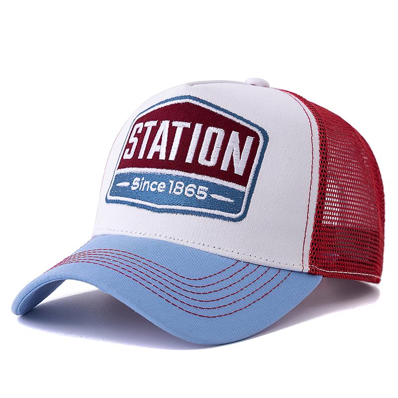 Unisex kšiltovka klasická kšiltovka STATION se vzorem písmena síťovaná kšiltovka muži a ženy prodyšná streetwear letní čepice trucker