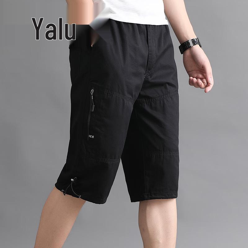 Yalu Men's Loose Fit Cotton Capri Shorts