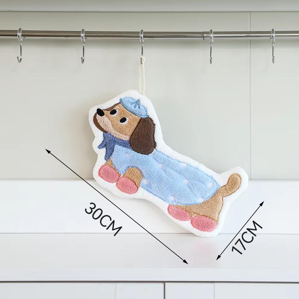 Thickened Super Absorbent Quick-dry Cute Cartoon Coral Fleece Small Square Hand Towel Dual-Use Kitchen Bathroom Home