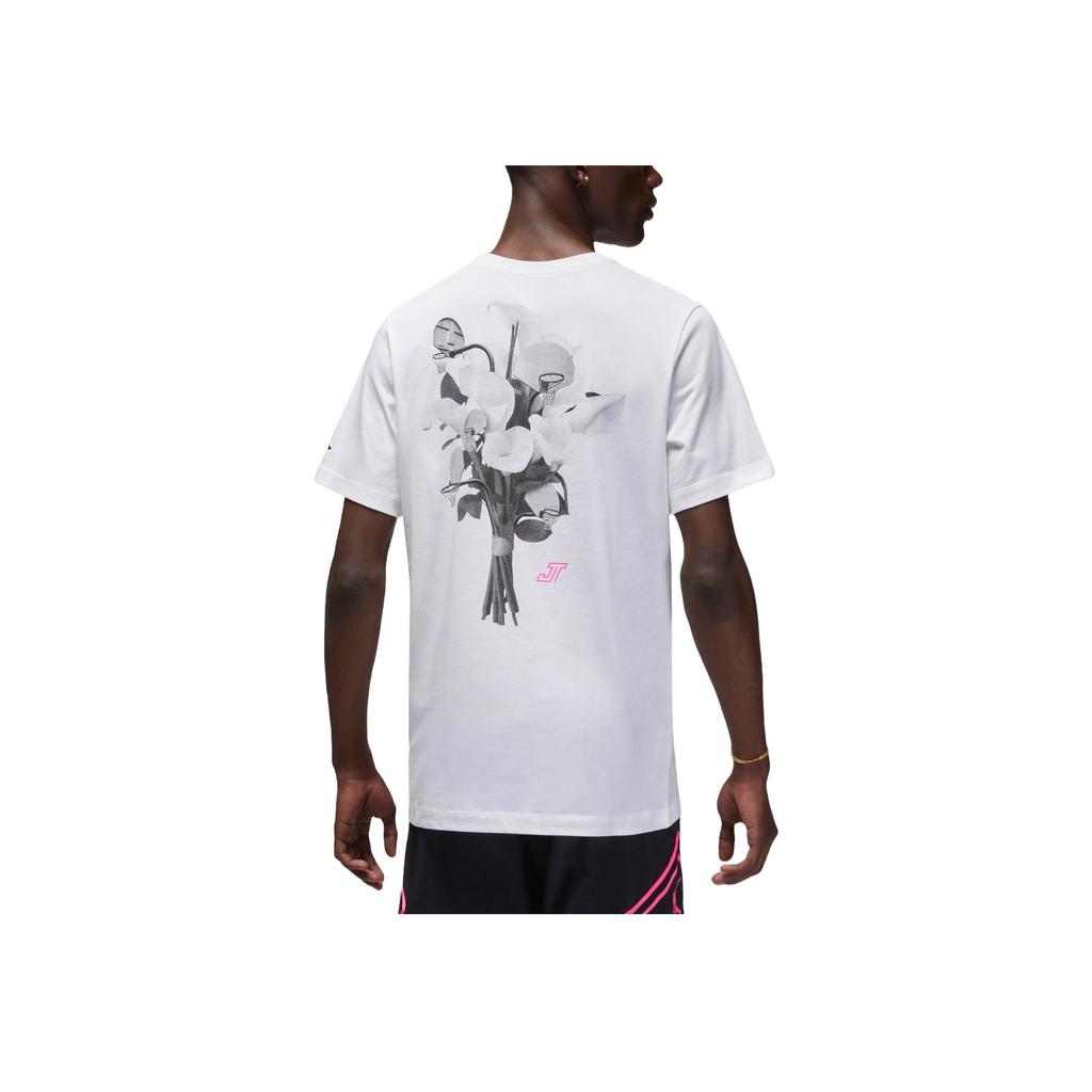 Jordan Floral Print Casual Crew Neck T-Shirt With Raglan Sleeves Men Tops White HF1180-100