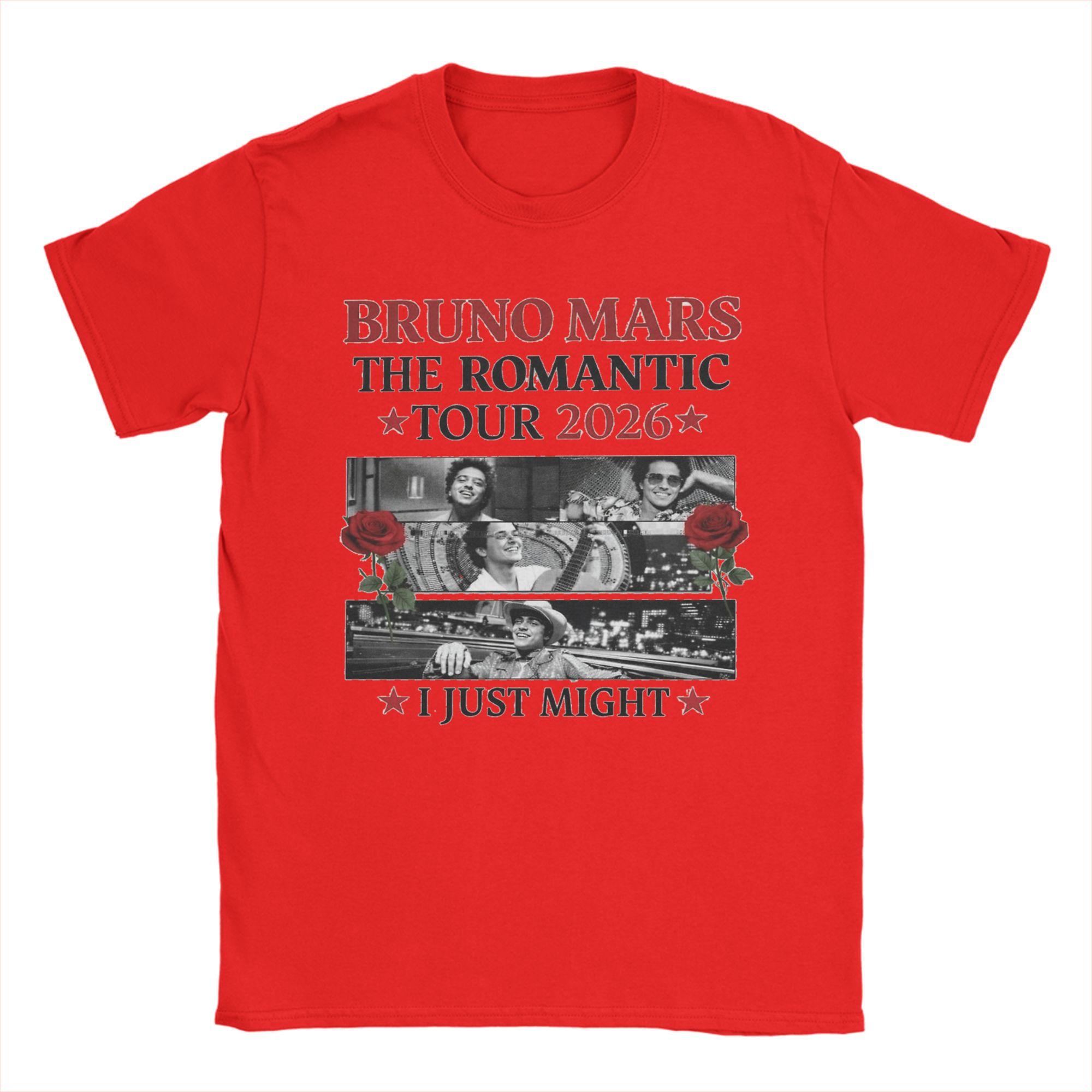 

The Romantic Tour Bruno Mars 2026 TShirts for Unisex Crewneck 100 Cotton T Shirt Short Sleeve Tee Shirt Graphic Printed Clothes XL