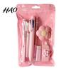 Portable Storage Stationery Case 7PCS Set, Macaron Color Gel Pens/Correction Tape/Cutter/Eraser Include, Learning Supplies Office Records with