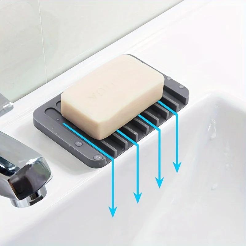 1-6PCS Silicone Soap Box Creative No Punching Silicone Soap Holder Simple Draining Soap Solder Without Water Accumulation Box