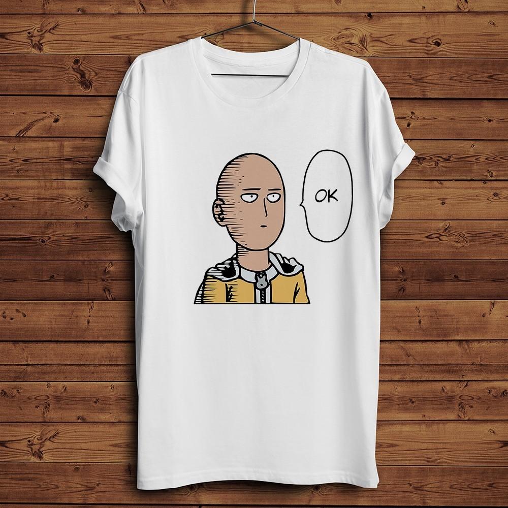 T-shirt humoristique One Punch Hero pour homme, blanc, décontracté, à manches courtes, unisexe, streetwear, manga
