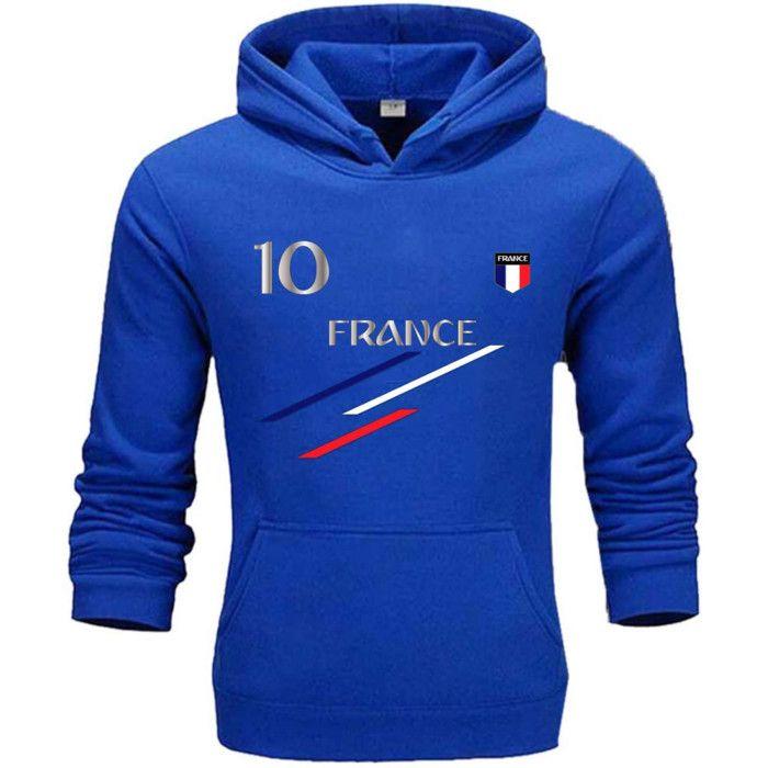 Sweat à capuche - France - 2 étoiles - Bleu - Manches longues - Polyester/Coton