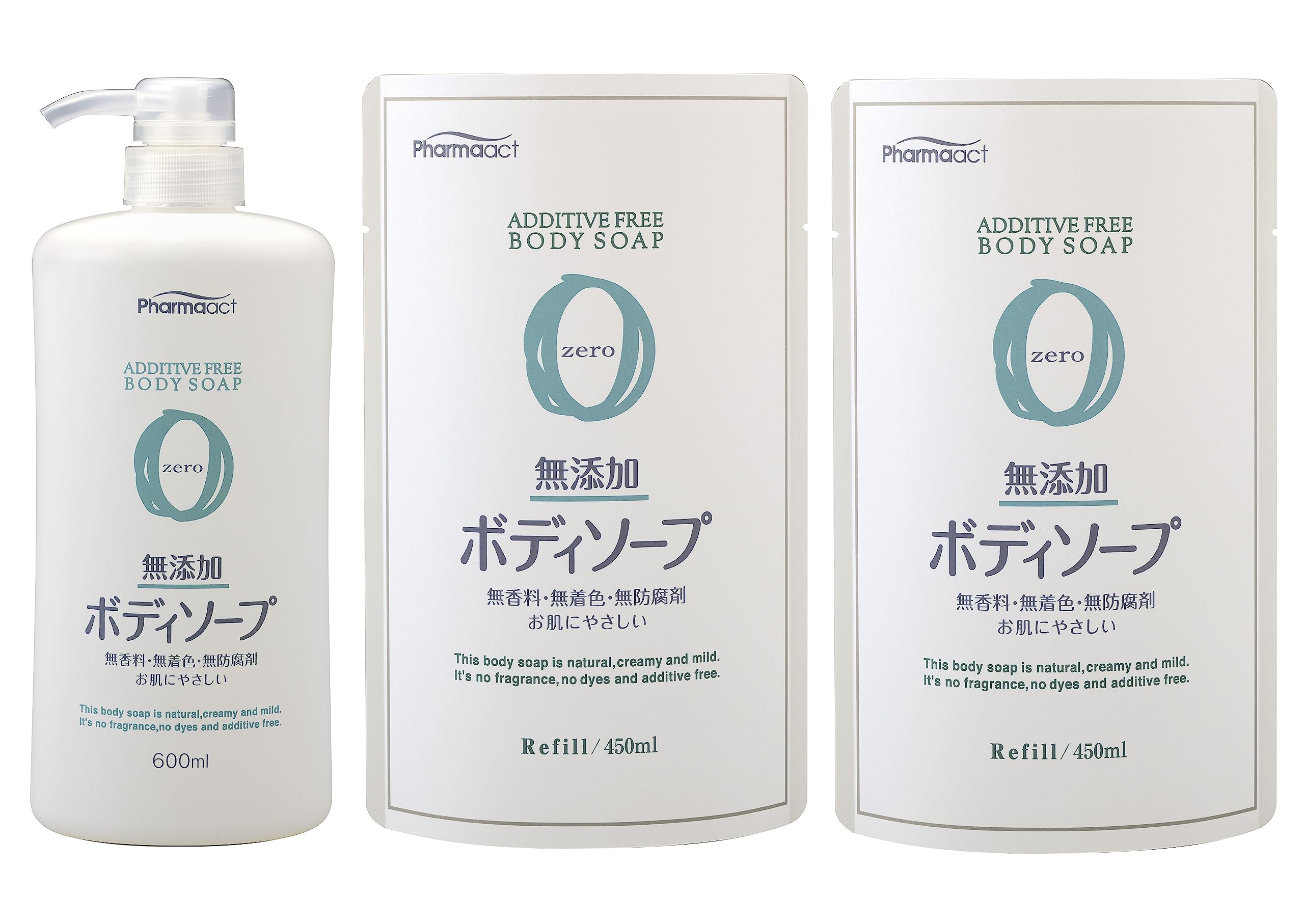 

Kumano Oil Fat Pharmaact Body Soap 600ml 2 Refills of 450ml & Additive-Free +