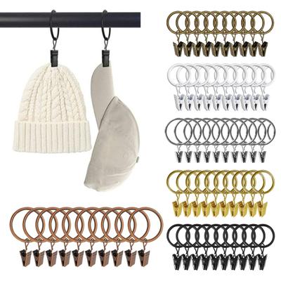 10 Pezzi Anelli per Tenda con Clip Ferro Lucidato Nessun Attrezzo Necessario a Scatto