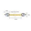 1Pc Right Grand ASTM F136 Titanium Teardrop CZ Nipple Ring 14G Threadless Push Pin Straight Barbell Piercing Body Jewelry
