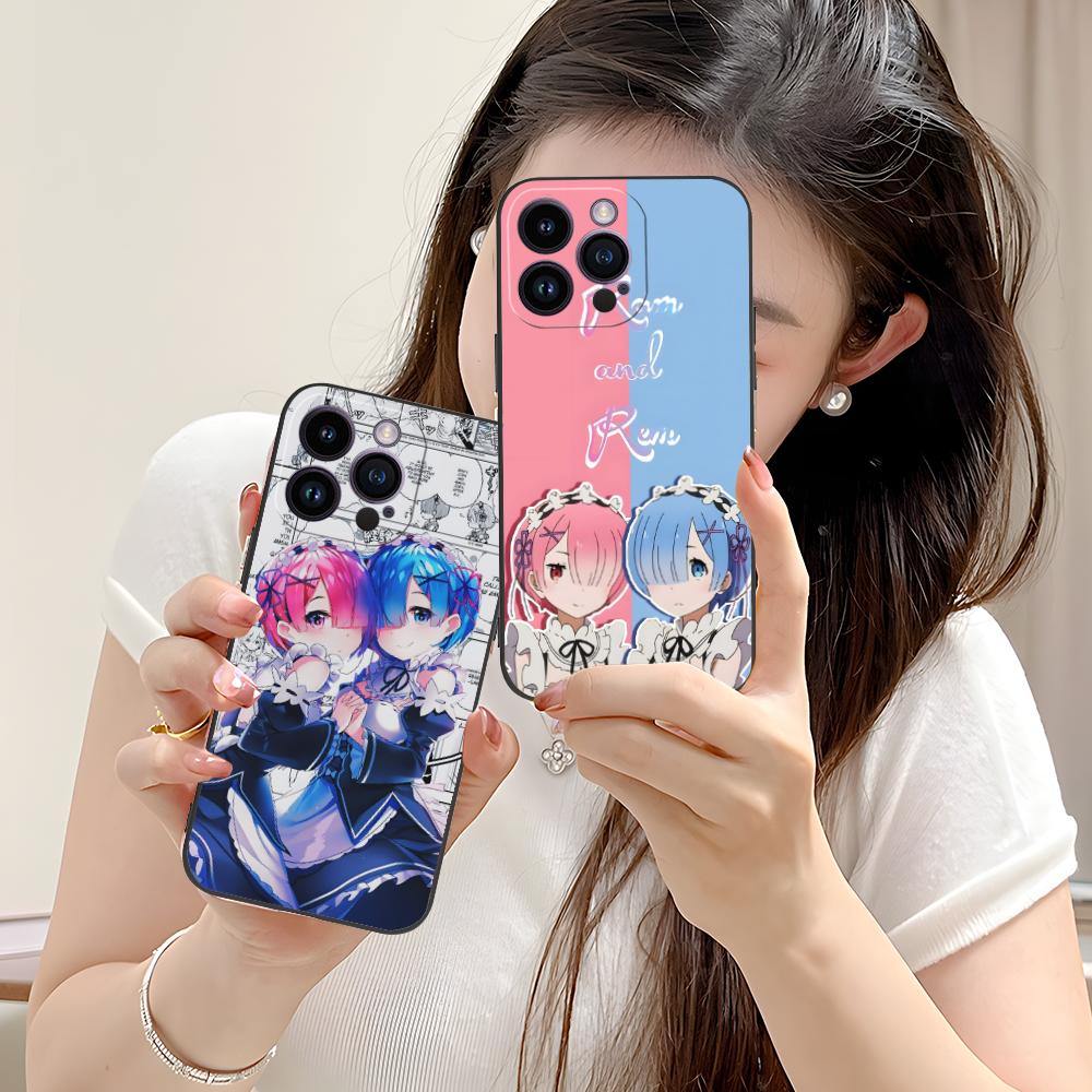ReZero Rem Ram Matte TPU Mobile Phone Case for iPhone 17 16 15 14 13 12 11 X XR XS 8 7 Air Pro Max Plus Mini Colorful Cover