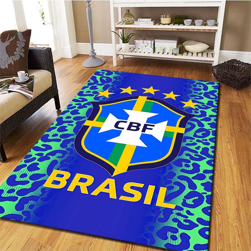 Brazil National Football Team Carpet Rug for Living Room Bedroom Home Sofa Decoration,Kids play Non-slip Floor Mat