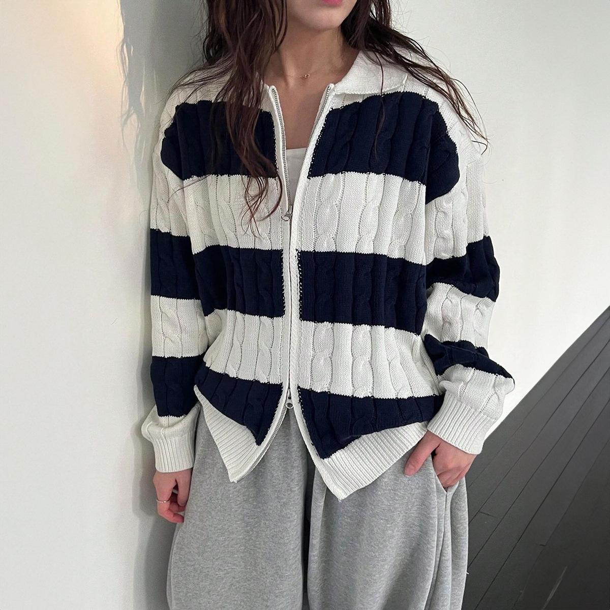 

European and American Vacation Color-blocked Woolen Sweatshirts, Coats and Sweaters for Women 2025 Autumn and Winter S білий