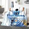 Messi Personalized Text Blanket Multi-purpose Customizable Blanket Soft & Cozy Perfect for Bedding Couch Nap Seaside for All Occasions