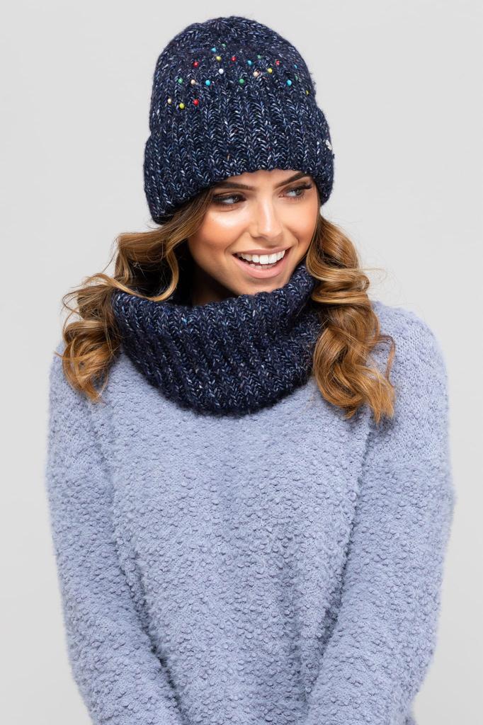 Gijon-Women' Winter Set Hat with Neck Warmer Navy Blue