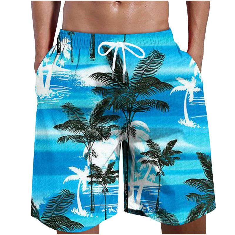 Summer Beach Shorts Fashion Hawaiian Vacation Casual Street Short 3D Palm Tree Printed Board Shorts Swim Trunks