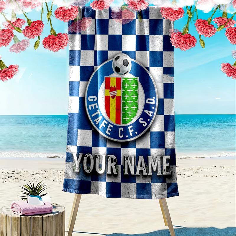 Name Custom Getafe CF Print Beach Towel, Large Soft Quick Dry Towel for Beach Camping Swimming
