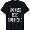 Mens Vintage I Like Music More Than People Letter T Shirt Unisex Women Tee Casual Oversized Streetwear Harajuku Summer Cotton