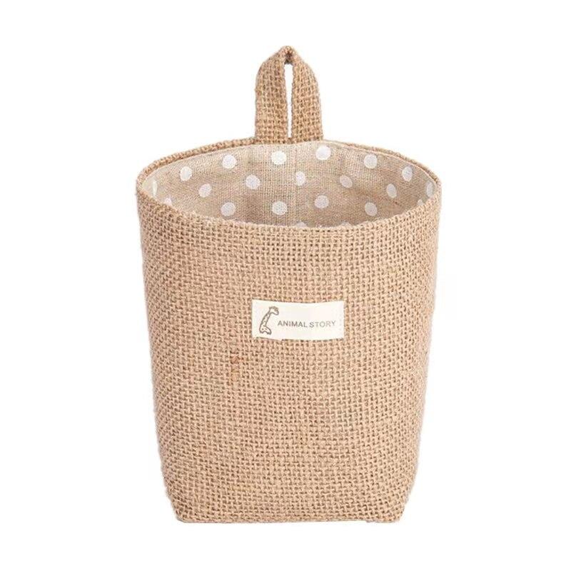 Nordic Style Small Hanging Wall Pocket Storage Basket Sack Sundries Organizer Cosmetic Organizer Cotton Linen Toy Storage Bag