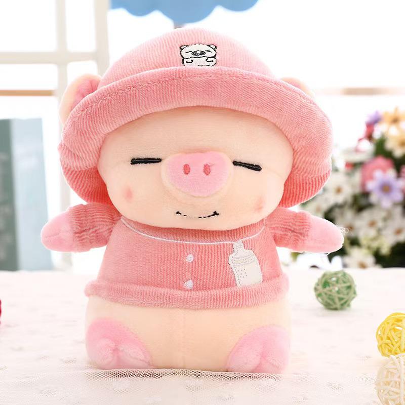 

Плюшевая игрушка Свинья с капюшоном - Кукла Свинья с прищуренными глазами для детского подарка на день рождения 25 cm