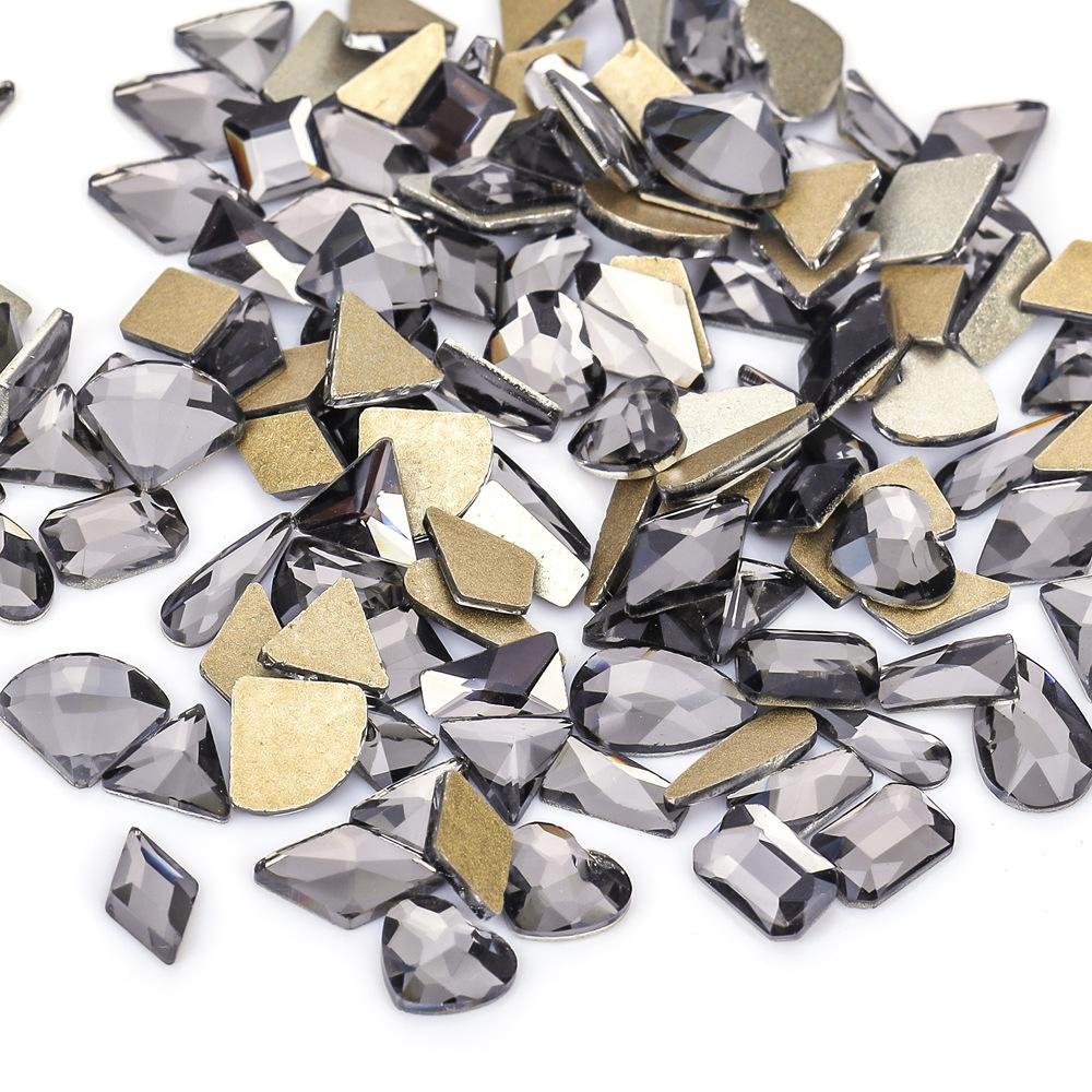 Mixed Nail Art Accessories Size Aurora Champagne Stained Glass Flat Bottom Special-Shaped Diamond Diy Nail Accessories