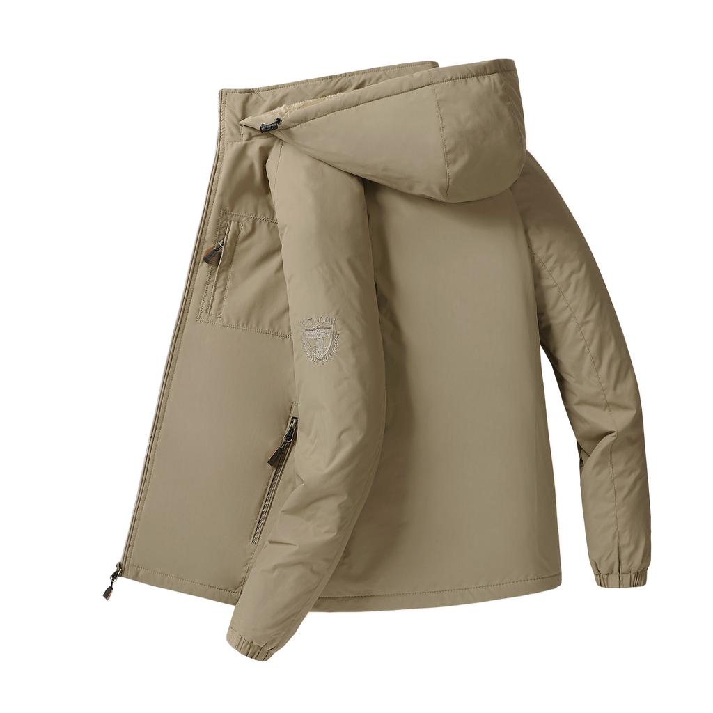 Autumn and Winter Fleece Jacket Men's Outdoor Casual Jacket Middle-aged and Young People Thickened Warm Padded Jacket Large Size Padded Jacket Men