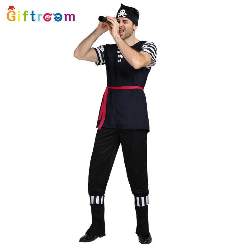 Adult male black and white striped pirate stage costume orgy party pirate