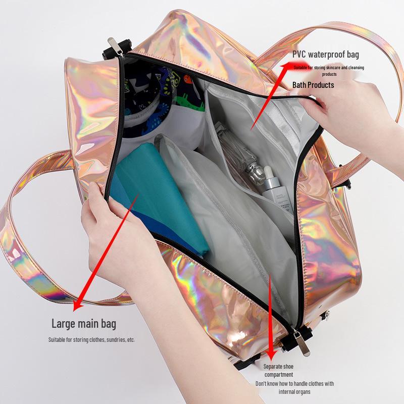 Women's Waterproof Large Capacity Fitness Bag for Travel, Yoga, and Beach - Portable Dry and Wet Separation Sports Handbag
