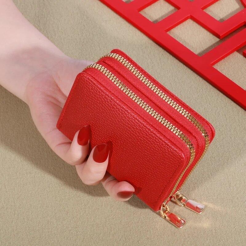 Women s Short Wallet with Transparent Closure. Litchi Pattern. Monaiea Multi Card Slot Wallet, Large Capacity, Fashionable